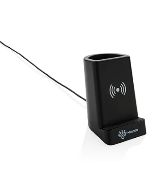 Light up logo 5W wireless charging pen holder
