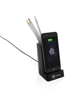 Light up logo 5W wireless charging pen holder