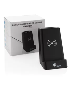Light up logo 5W wireless charging pen holder
