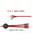 Custom 3-in-1 Data USB Cable Light Up Logo Branding