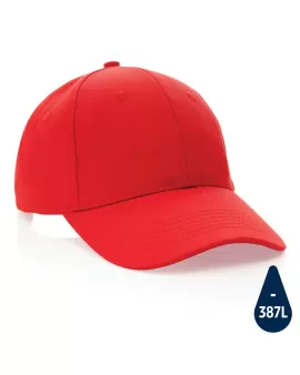 Impact 6 Panel 280gr Recycled Cotton Cap With AWARE Tracer Red
