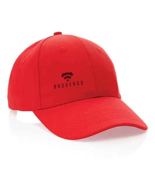 Impact 6 Panel 280gr Recycled Cotton Cap With AWARE Tracer Red