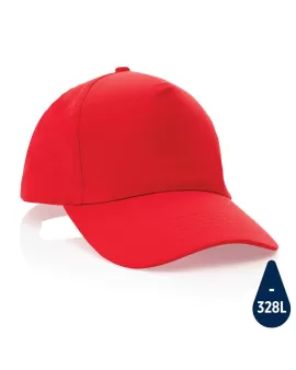 Impact 5 Panel 190gr Recycled Cotton Cap With AWARE Tracer Red