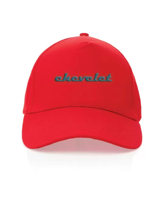 Impact 5 Panel 190gr Recycled Cotton Cap With AWARE Tracer Red