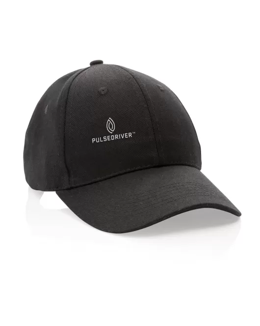 Impact 6 Panel 280gr Recycled Cotton Cap With AWARE Tracer Black