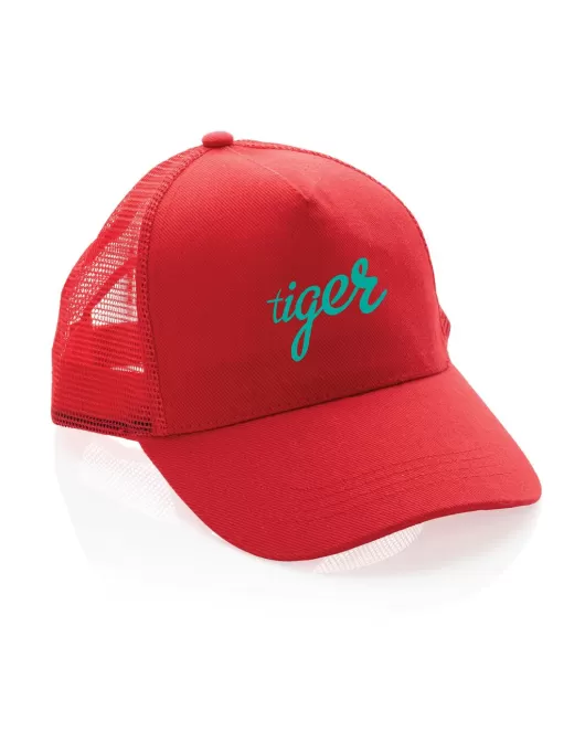 Impact AWARE Brushed Rcotton 5 Panel Trucker Cap 190gr Red