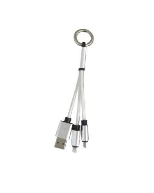 Promotional 2 In 1 Braided USB Charging Cable In Light Grey