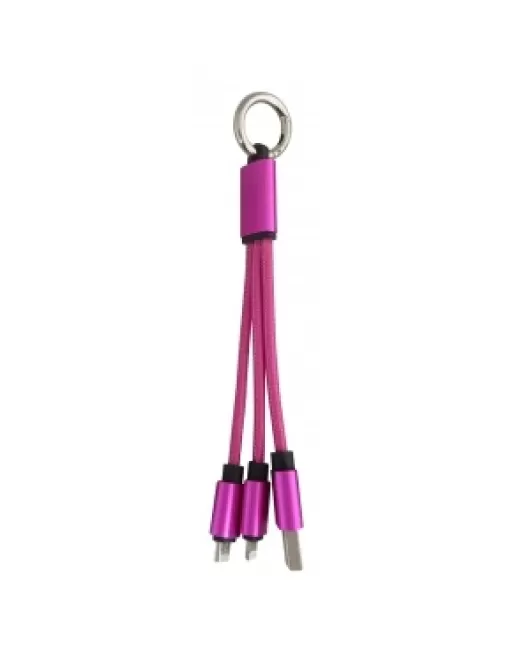 Branded 2 In 1 Braided USB Charging Cable In Pink