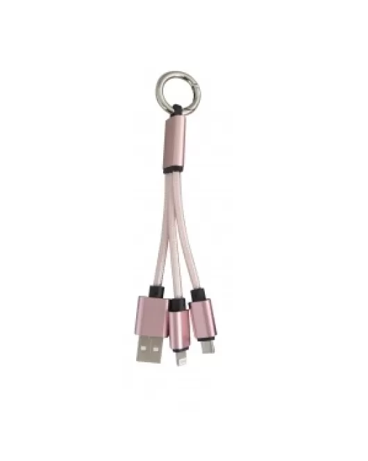 Printed 2 In 1 Braided USB Charging Cable In Rose Gold