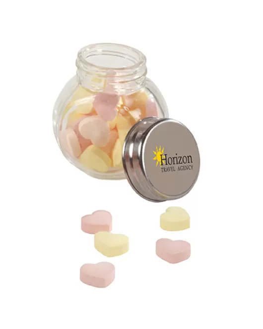 Promotional Small Glass Jar of Hearts