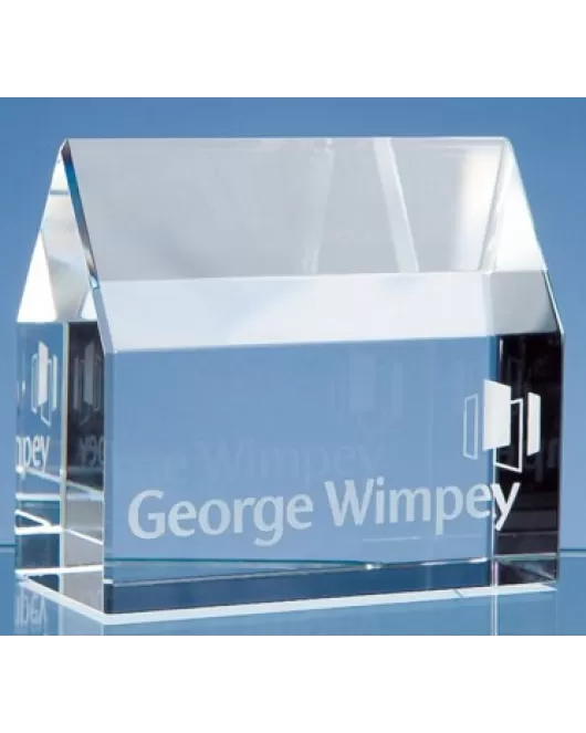 Branded Glass House Paperweight