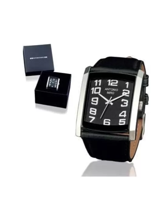 Branded Dionel Rectangular Analogue Watch with Leather Strap