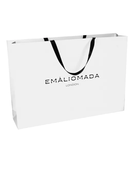 Luxury Ribbon Handle Paper Bag for Emaliomada