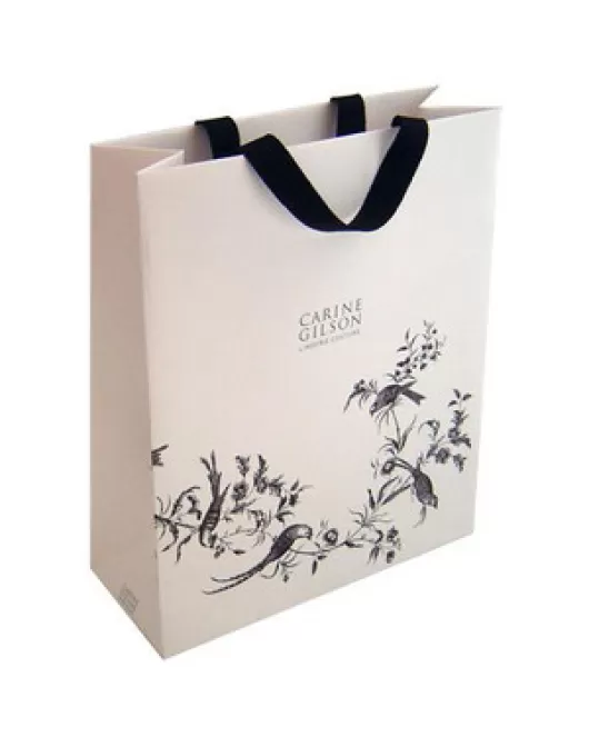 Bespoke Printed Ribbon Handle Carrier Bag for Carine Gilson