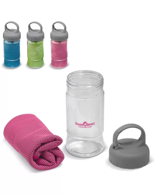 Promotional Cooling Towel With Water Bottle