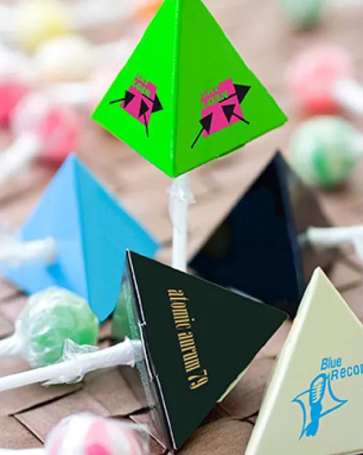 Promotional Lollipop in a Triangle Box