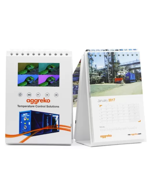 Promotional Desktop Flip Calendar with Video Screen