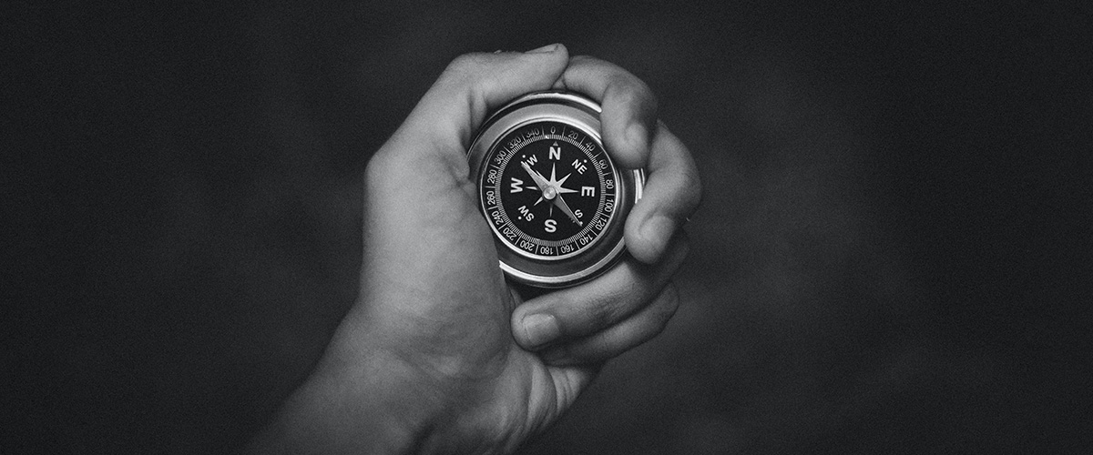 Monochrome compass banner