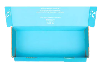 Electric blue bottle box packaging